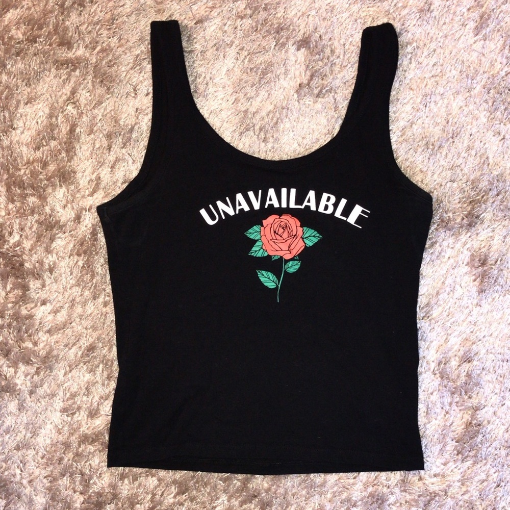 H&M black graphic rose tank top
